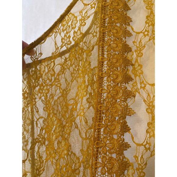 Polly & Esther Gold Lace Long Duster Sleeveless Open Front Cardigan Large Womens - Picture 4 of 6